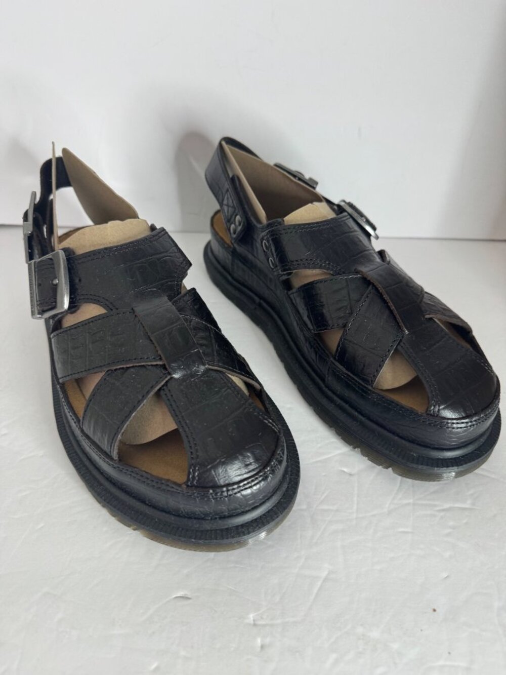 Dr. Martens Archive Sandal Fisherman Crocodile Analine Leather Brown EU 37 US 6 - Picture 3 of 7